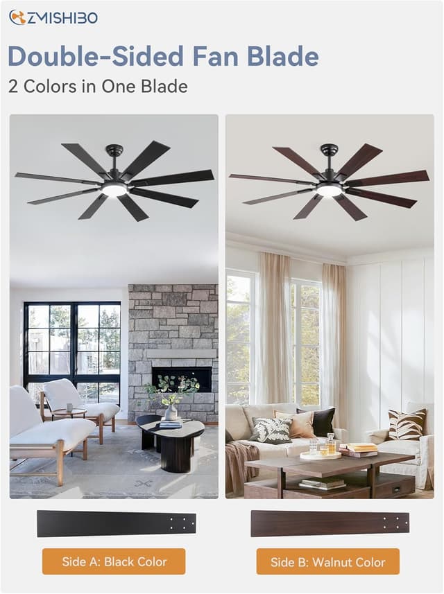 Thumbnail 2 de ZMISHIBO 62 Inch Large Ceiling Fan with Lights
