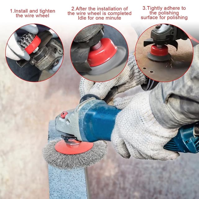 Detalle de RUCUDIM Twist Knot Drahtbürsten-Set für Winkelschleifer (M14) – 4-teilig, 75/100 mm