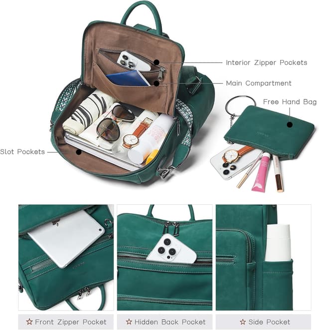 Detalle de Shrrie Backpack Purse for Women – Convertible faux leather travel backpack bag