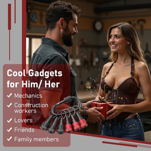 Detalle 2 de 6pc Drill Bit Holder Keychain Set for 1/4" Hex Bits with Quick Release Carabiner