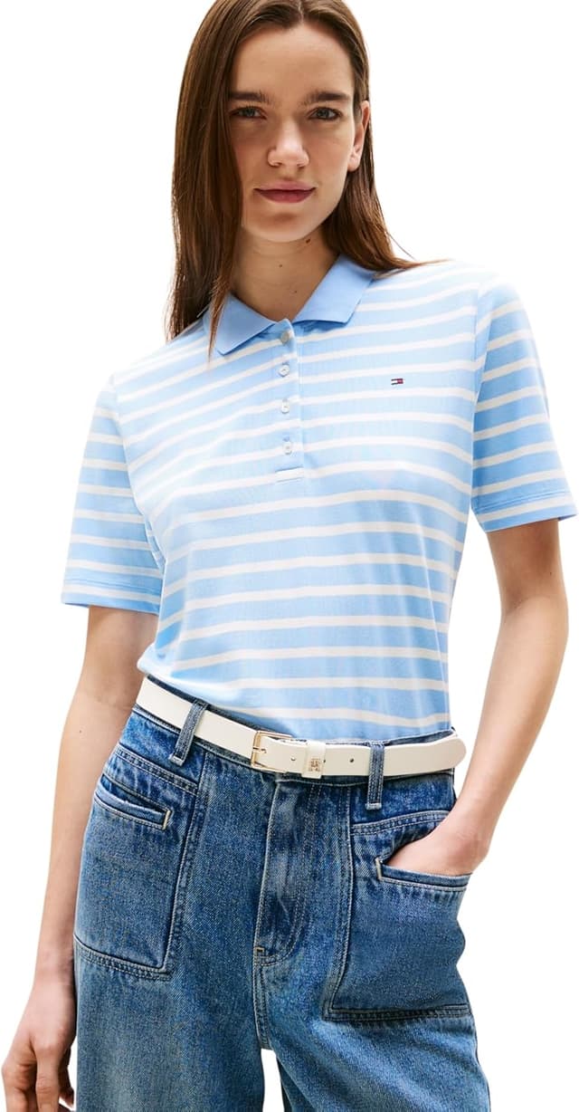 Detalle de Tommy Hilfiger da donna maglietta polo maniche corte 1985 in piqué Regular Fit