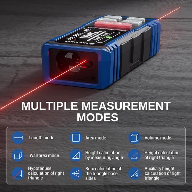 Detalle de SainSmart misuratore laser doppio ricaricabile fino a 120 m con LCD retroilluminato e misure area/volume/angolo