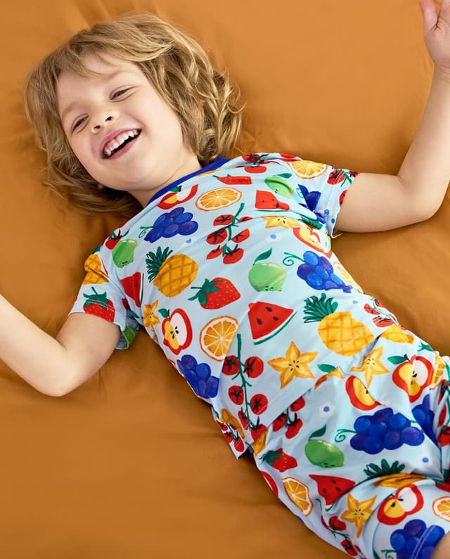 Detalle 2 de babee Reshinee Bamboo Viscose Toddler Animal Pajamas (2-Piece Set) — Snug Fit Summer Sleepwear