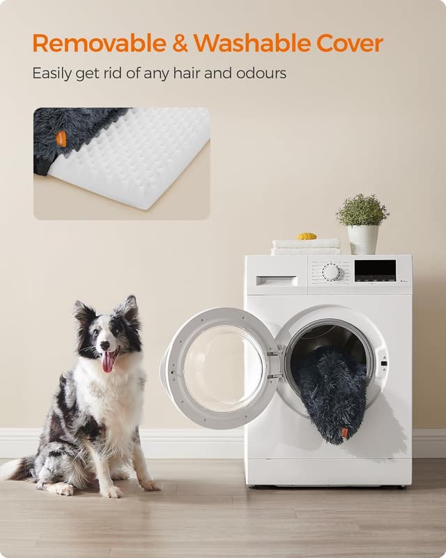 Thumbnail 6 de Feandrea FluffyHug XL Dog Sofa Bed (Dark Grey) – egg crate foam with removable washable cover, 106 x 76 x 19 cm