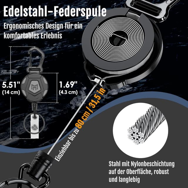 Detalle de MNGARISTA 2er-Pack einziehbarer Schlüsselanhänger 31,5 Zoll 🔑