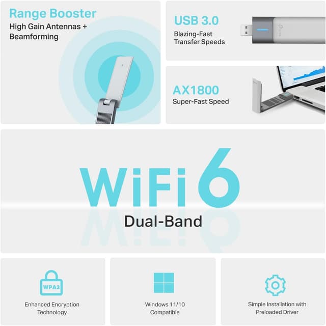 Thumbnail 1 de TP-Link Archer TX21UH AX1800 USB WiFi 6 Adapter
