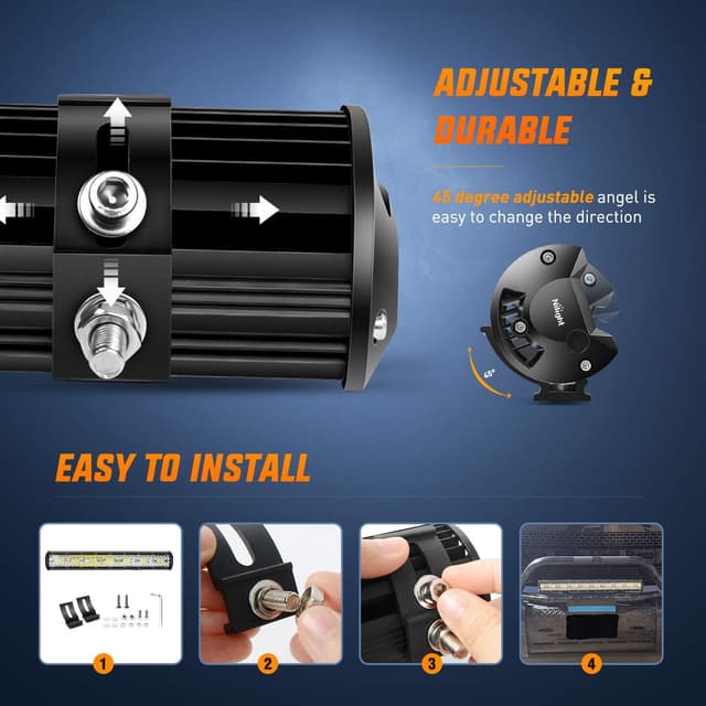 Detalle de Nilight 20 Inch 420W Triple Row Combo Flood/Spot LED Light Bar with 4x 60W Pods (IP67, 2-Year Warranty) – ZH415