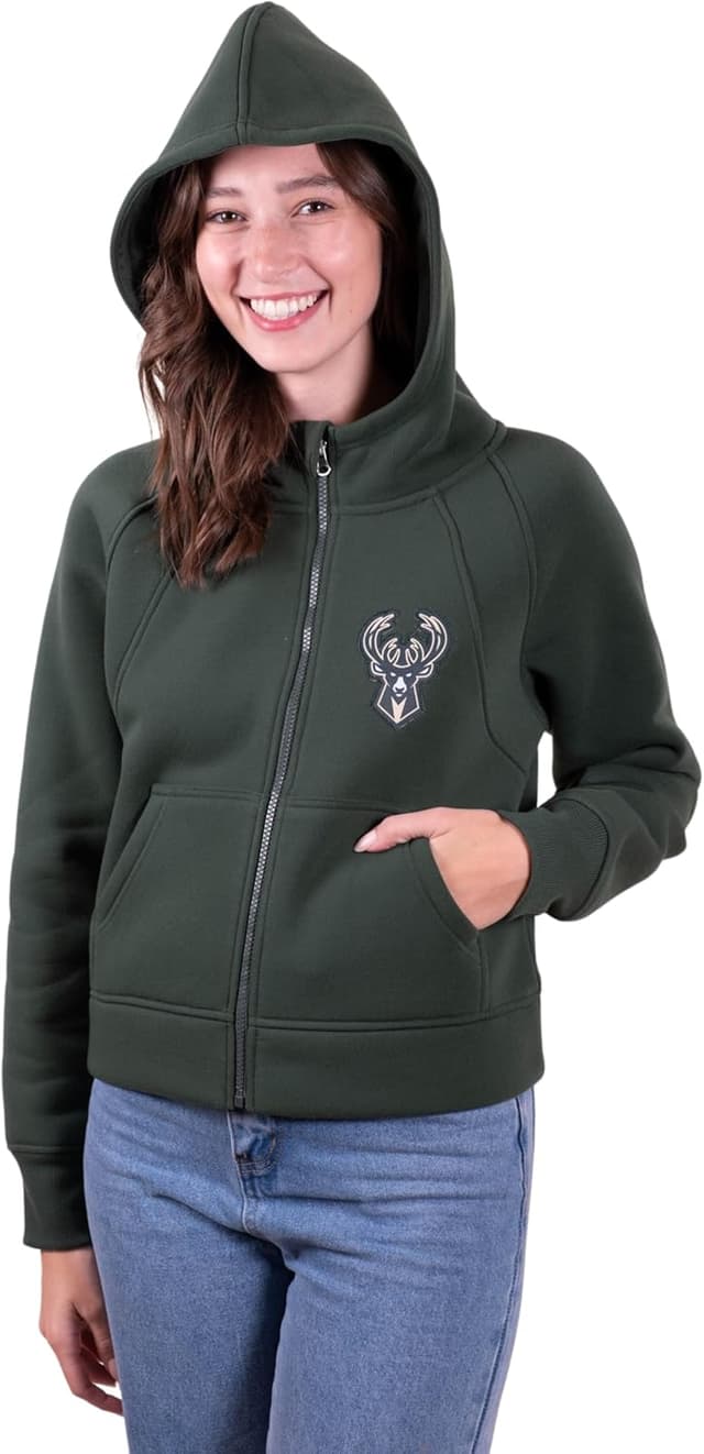 Detalle 2 de Ultra Game Women’s NBA Official Super Soft Crop Top Full-Zip Jacket Hoodie