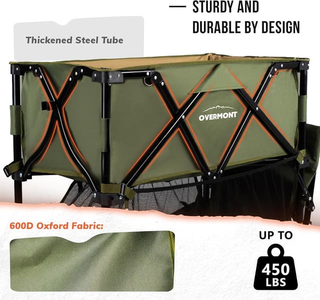 Thumbnail 6 de OVERMONT 400L Folding Double Decker Wagon – all-terrain detachable wheels, 200kg capacity