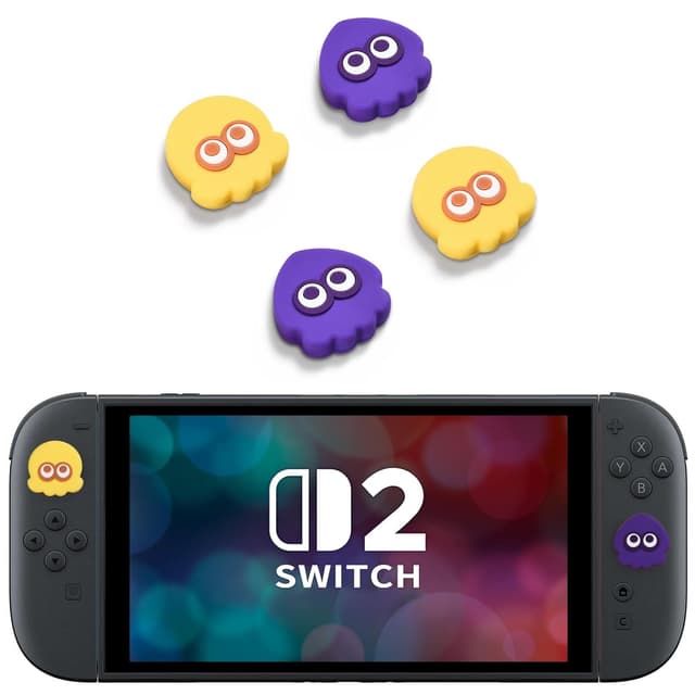 Detalle de Joystick-Kappen für Switch 2 (2er-Set) – FUNLAB Thumb Grips kompatibel mit Switch 2 & Pro Controller, Gelb & Lila (4 Stück)