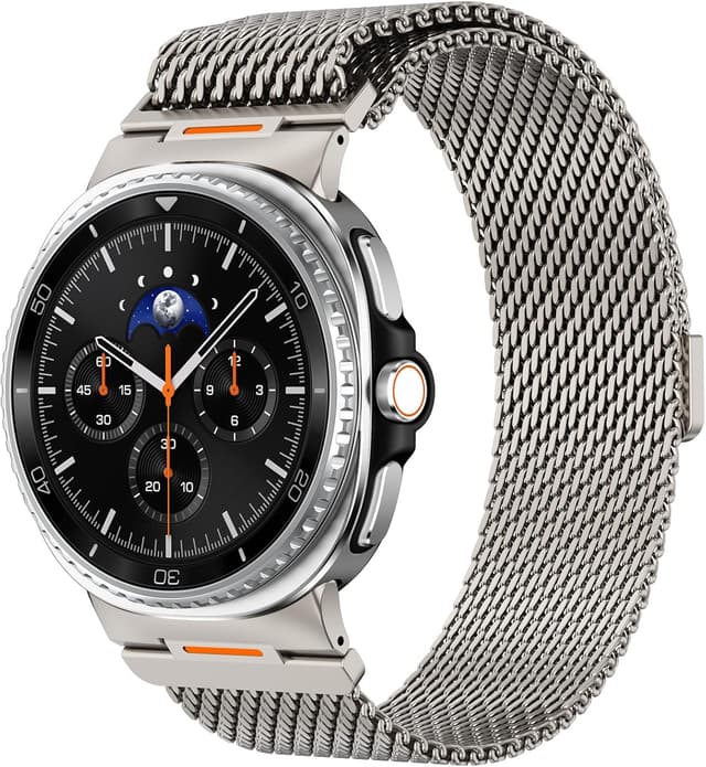 Detalle de CHANCHY Milanese Strap for Samsung Galaxy Watch 8 (40mm/44mm) & Watch 8 Classic 46mm (2025) — 316L mesh with magnetic clasp