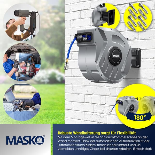 Thumbnail 4 de MASKO Automatik Druckluftschlauch Aufroller 20m