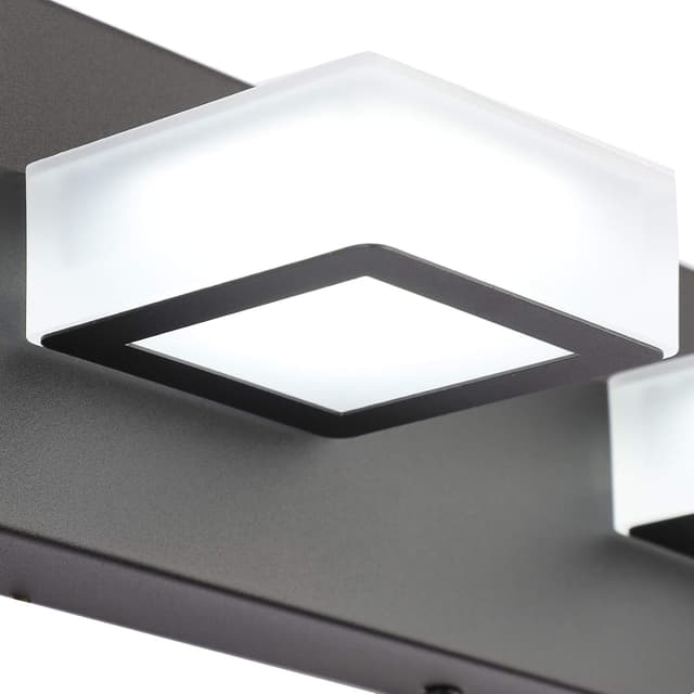Detalle 2 de Ralbay LED Black 4-Light Acrylic Vanity Light Fixtures (Modern Matte Black) for Bathroom