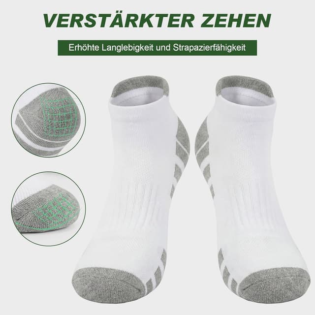 Detalle 2 de Quoboquo lot de chaussettes de sport respirantes en coton (chaussettes courtes, antidérapantes)