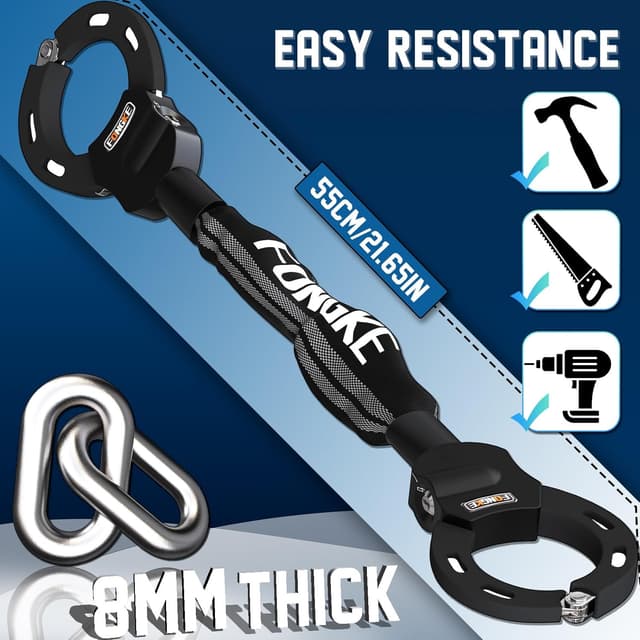 Detalle 2 de E-Scooter Schloss mit 8 mm Kettengliedern – robustes Kettenschloss für E-Scooter