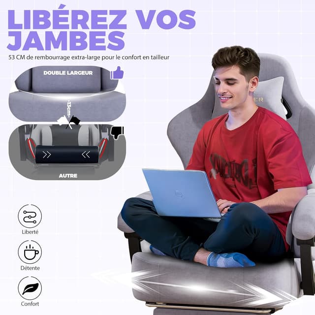Thumbnail 6 de GTPLAYER chaise gaming ergonomique violet