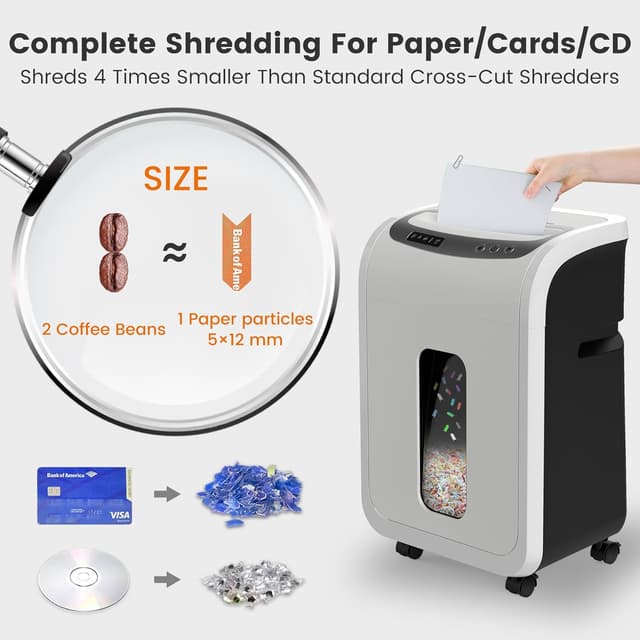 Detalle de Micro-Cut Paper Shredder 9-Sheet P-5 Security Level (20L Pullout Basket) for Home Office