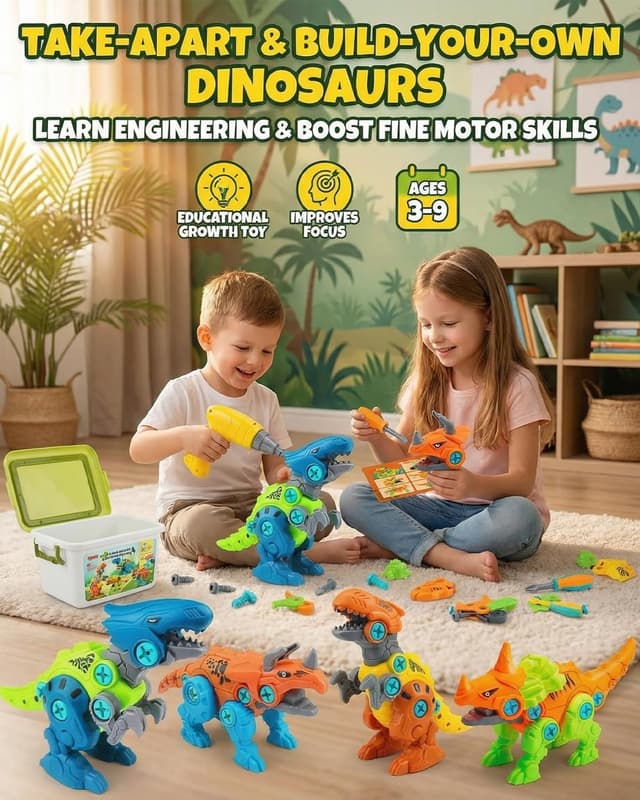 Detalle 2 de Jovrun Dinosaur Take-Apart Kit with Drill