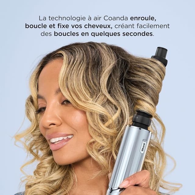 Detalle de Shark FlexStyle Édition Limitée Bleu Glacial 6-en-1 (HD476WHEU) : styler et sèche-cheveux avec accessoires