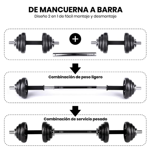 Thumbnail 3 de Unycos Iron Transformer 20 kg — maletín con barra de conexión 🏋️