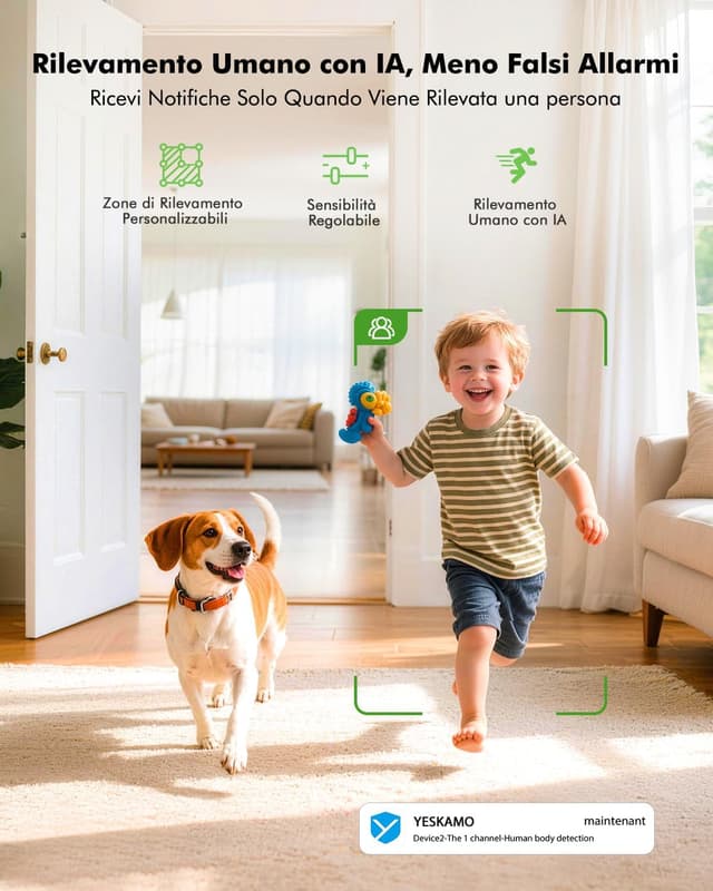 Detalle de Mrowly 4MP 2.5K Telecamera WiFi interna senza fili con batteria 6000 mAh, visione notturna a colori e audio bidirezionale