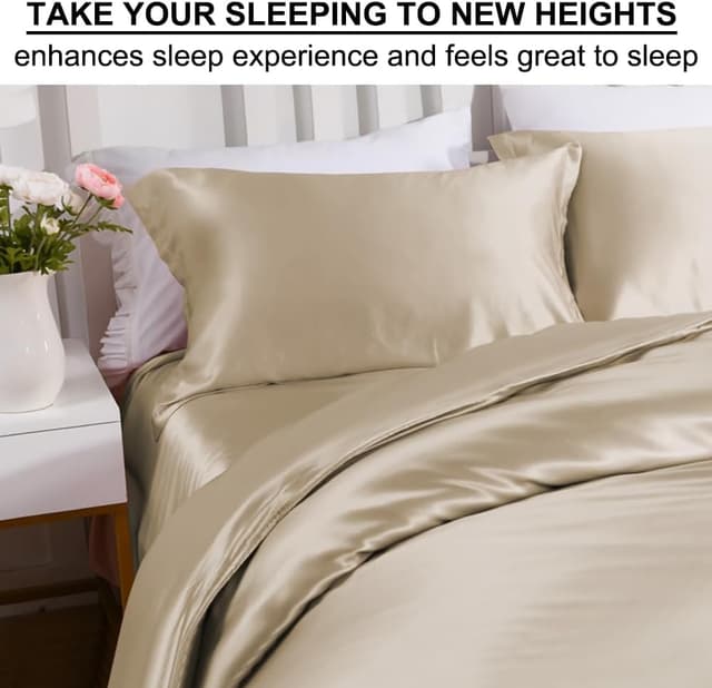 Detalle de Ravmix Silk Pillowcase for Hair and Skin (21Momme) with Hidden Zipper, Taupe, 50×75cm