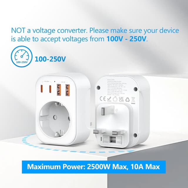 Thumbnail 6 de JSVER JSVER-PA1042 adattatore di viaggio universale con 2 USB-A, 2 USB-C (PD 20W) e presa CA