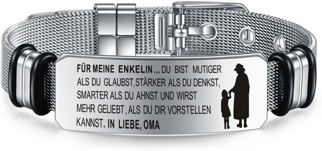 Detalle de YOTHIWAD personalisiertes Armband mit Gravur für Enkelin/Enkel – 316L-Edelstahl, verstellbar