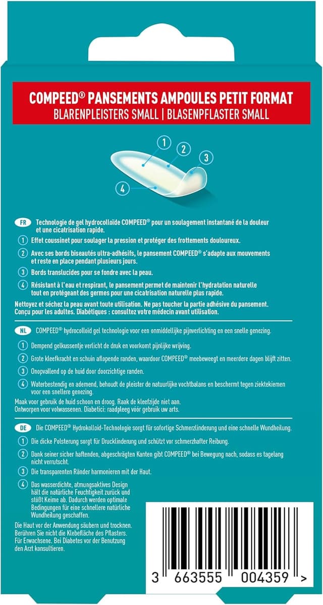 Detalle 2 de Pansements ampoules hydrocolloïdes Compeed® (effet seconde peau) format petit
