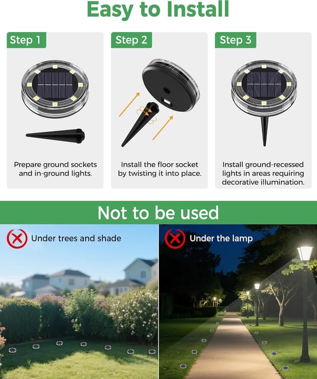 Detalle de LOTMOS Solar ground lights 8 LED