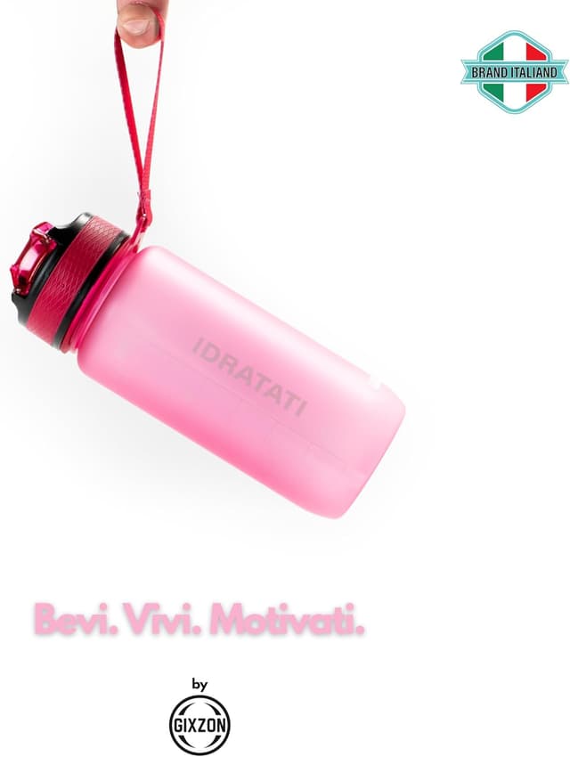 Thumbnail 6 de GIXZON borraccia motivazionale 600 ml in Tritan senza BPA, con frasi e scala oraria in italiano (rosa)