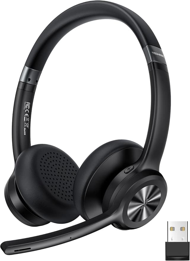 Detalle de TechRise Bluetooth Headset Wireless Headset with Microphone (Bluetooth 5.2, 50H playtime, mute)