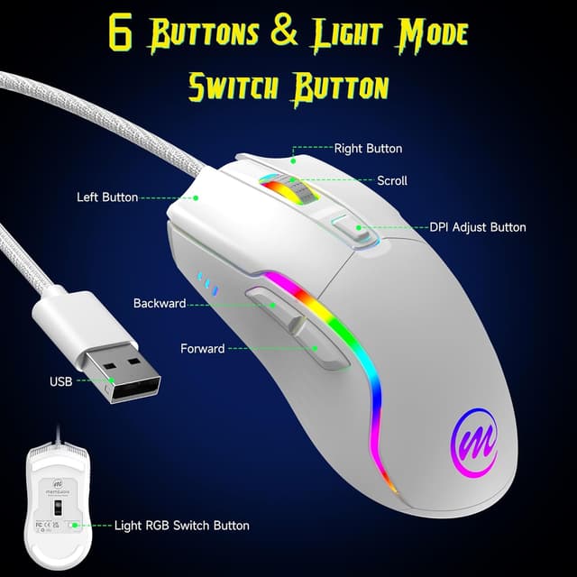 Detalle de memzuoix Gaming Mouse 12,800 DPI