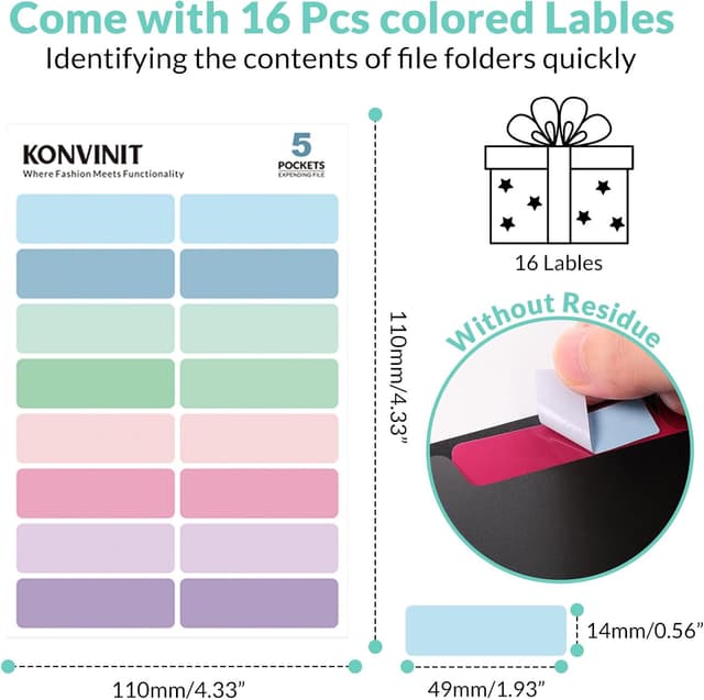 Detalle de KONVINIT A4 Dokumentenmappe mit 5 Fächern