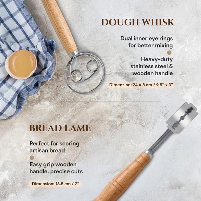 Thumbnail 5 de U Select Sourdough Starter Kit Bread Proofing Basket Set