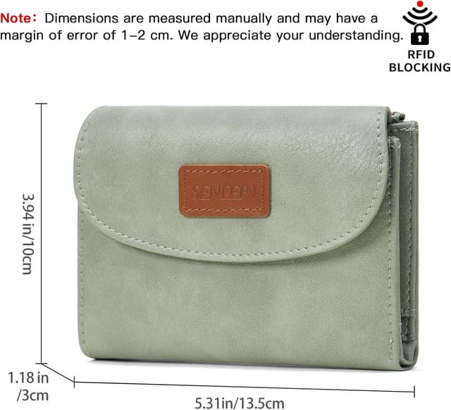 Detalle de SENDEFN Damen-Geldbörse im Kurzformat mit RFID-Blockierung, 10 Kartenfächern und Münzfach