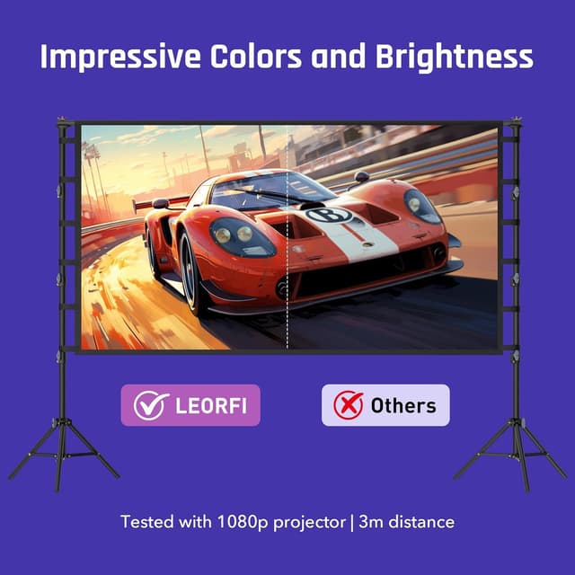 Detalle de LEORFI telo schermo proiettore portatile 120 pollici 16:9 con treppiede, borsa e supporto regolabile