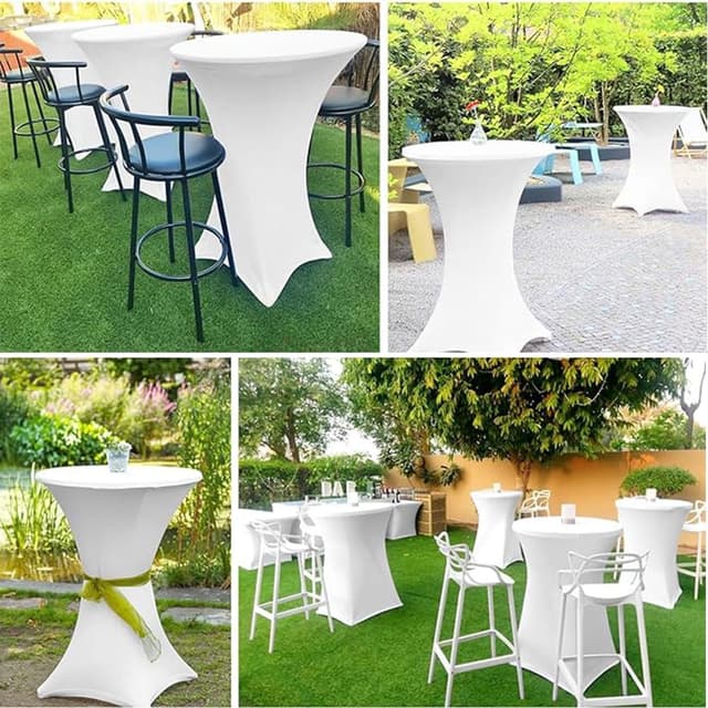 Detalle 2 de Stretch Stehtisch Husse 3er Set Weiß