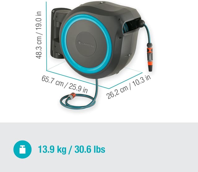 Thumbnail 6 de Gardena Wand-Schlauchbox RollUp XL (türkis) 35 m inkl. 35 m Schlauch – schwenkbare Aufrolltechnik für große Gärten
