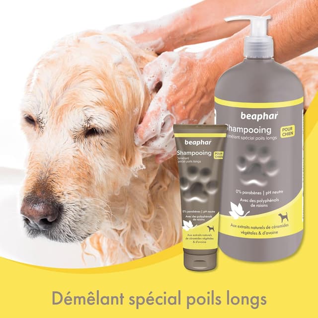 Detalle 2 de BEAPHAR Shampoing Premium démêlant pour chien à poils longs – céramides végétales & avoine, pH neutre, 750 ml
