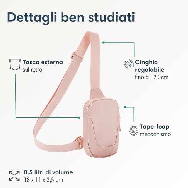 Detalle de LARKSON Nils borsa a tracolla monospalla antifurto idrorepellente (0,5 L) con tasca per cellulare