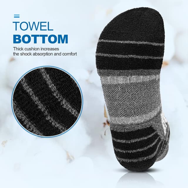 Detalle 2 de Niofind – Lot de 6 paires de chaussettes basses rembourrées en coton (tailles 37-46) respirantes anti-ampoules pour sport
