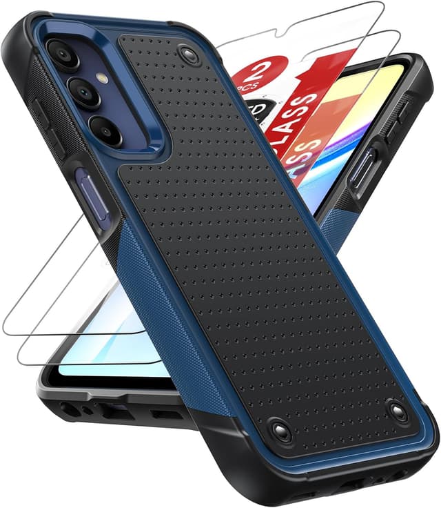 Detalle de Samsung Galaxy A15 case, tempered glass 2 pack