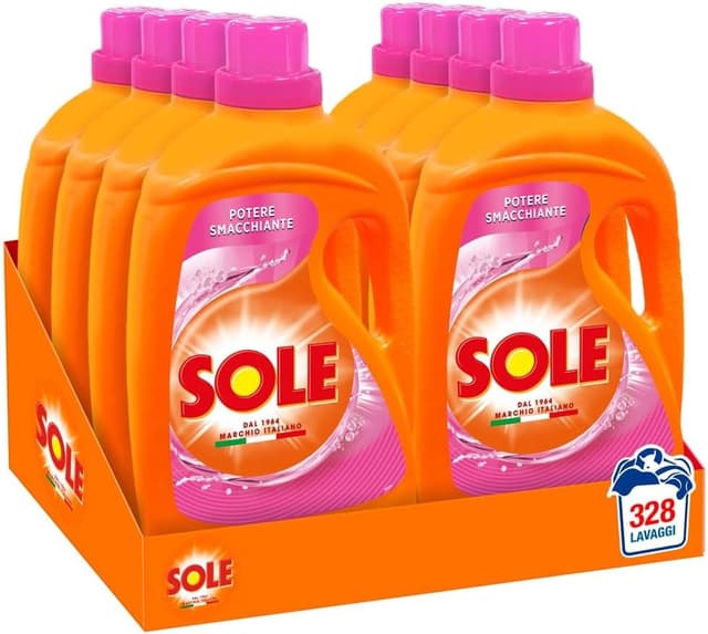 Detalle de Sole detersivo lavatrice liquido Potere Smacchiante 328 – formula igienizzante, 8 confezioni da 41 lavaggi