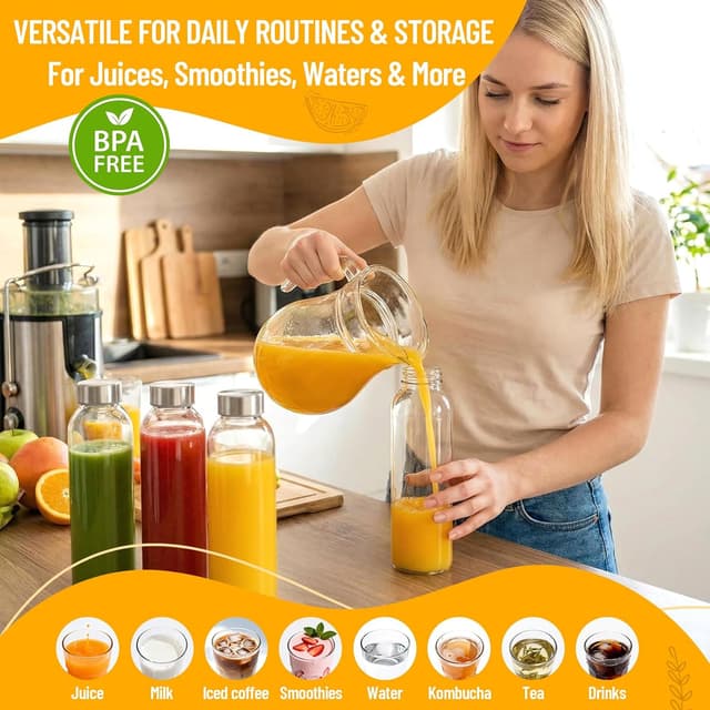 Detalle de Luxfuel Clear Glass Bottles 18 oz reusable bottles