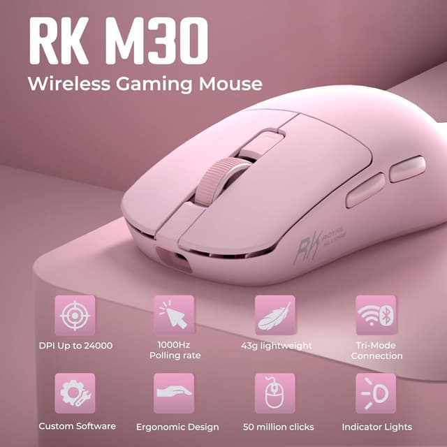 Detalle 2 de RK ROYAL KLUDGE M30 43g ultra‑light gaming mouse 24000 DPI