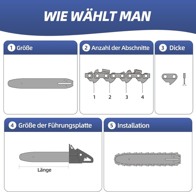 Thumbnail 4 de Aicoya 2 Catene motosega 50cm 76 maglie