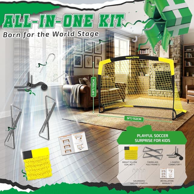 Thumbnail 4 de Happy Jump Portable Pop Up Football Goals 7x5 ft