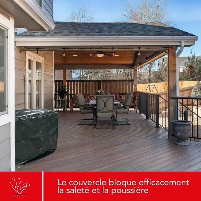 Detalle de Toolland housse de protection pour barbecue extérieur en polyéthylène – bâche rectangulaire vert 110 x 70 x 100 cm