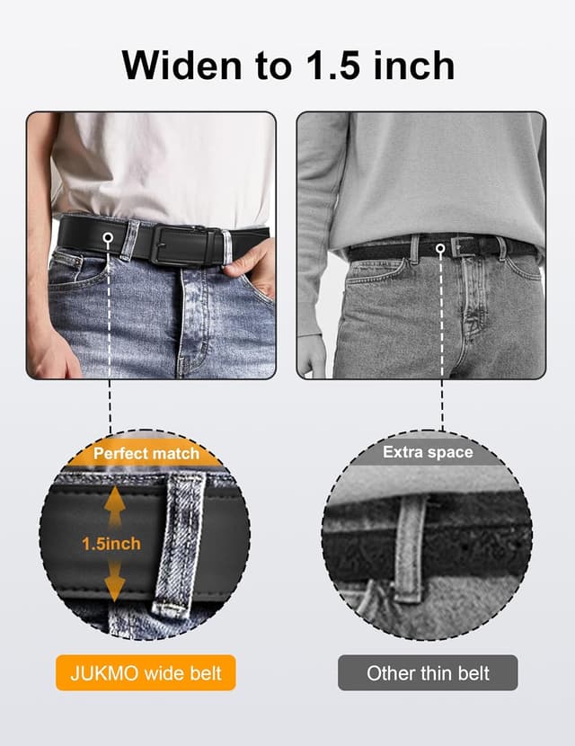 Detalle 2 de JUKMO 1.5" (38mm) Leather Ratchet Belt for Men in Gift Box